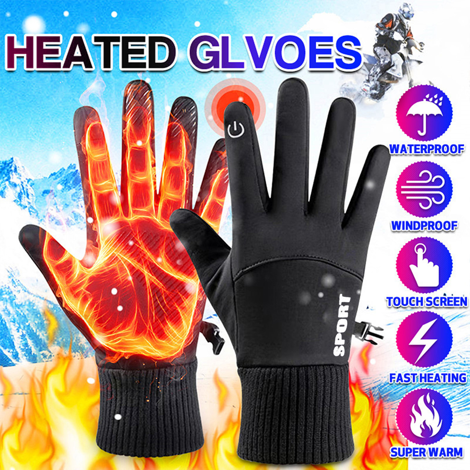 BetterZ Winter Warm Waterproof Windproof Non Slip Gloves Outdoor Equipment Linen Grey L